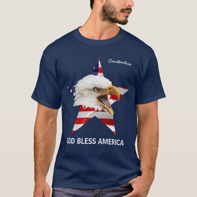 Bald Eagle, Star, Flag customisable chic T-Shirt (Front)