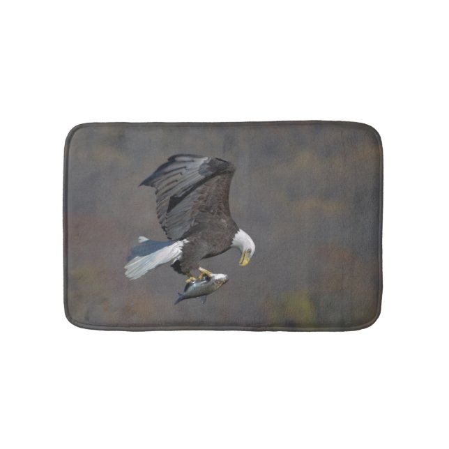 Bald Eagle staring at a fish Bath Mat (Front)