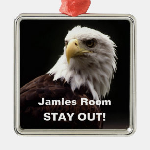 Bald Eagle Stay Out Door Hanger Ornament