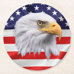 Bald Eagle stunning patriotic gift Round Paper Coaster