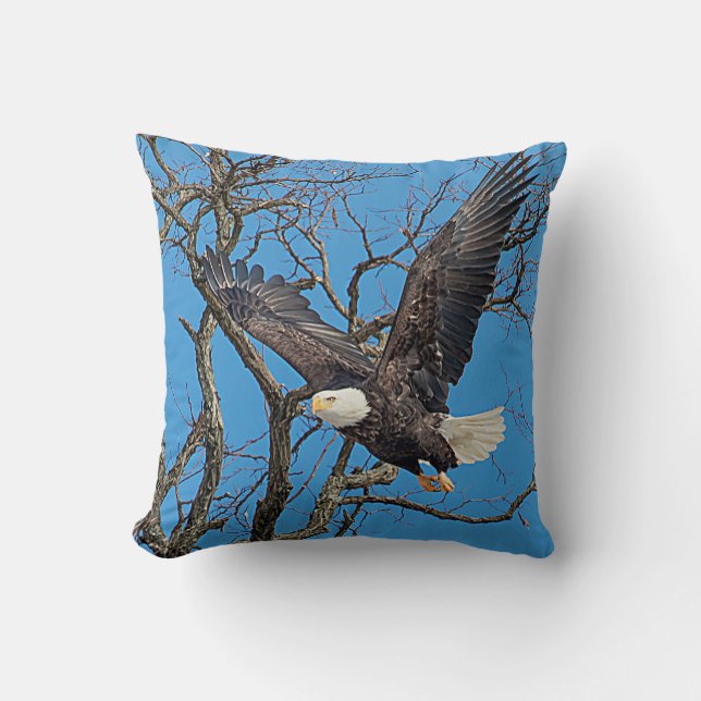 Bald Eagle taking flight Cushion (Front)