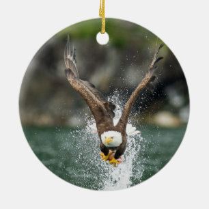 Bald Eagle The Big Catch Ceramic Tree Decoration