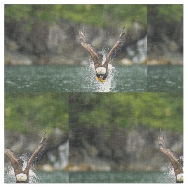 Bald Eagle The Big Catch Fabric (Close Up)