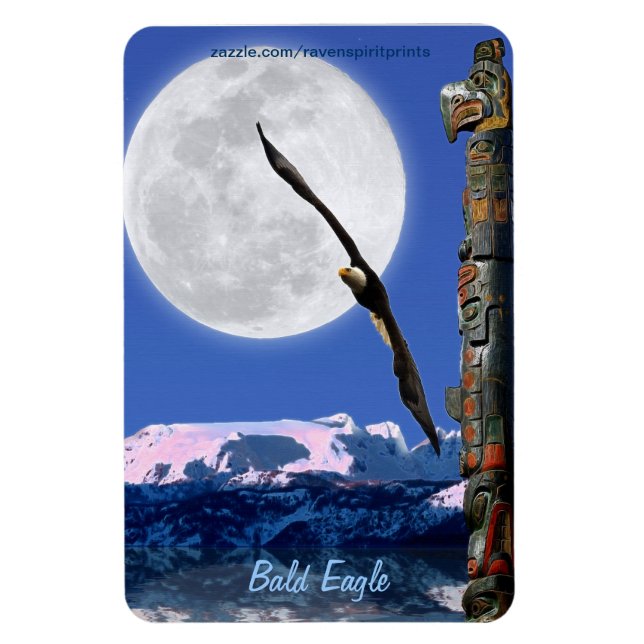 Bald Eagle Totem & Super Moon Wildlife Magnet (Vertical)