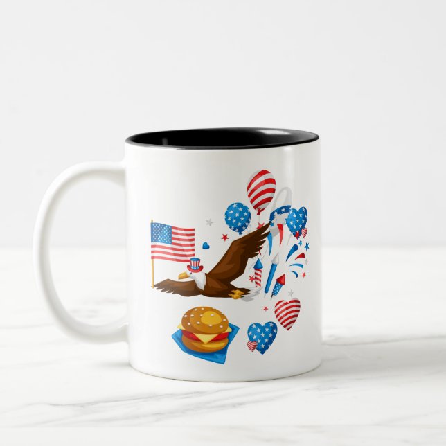bald eagle uncle sam Two-Tone coffee mug (Left)