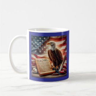 Bald Eagle, United States Flag, and Constitution Coffee Mug