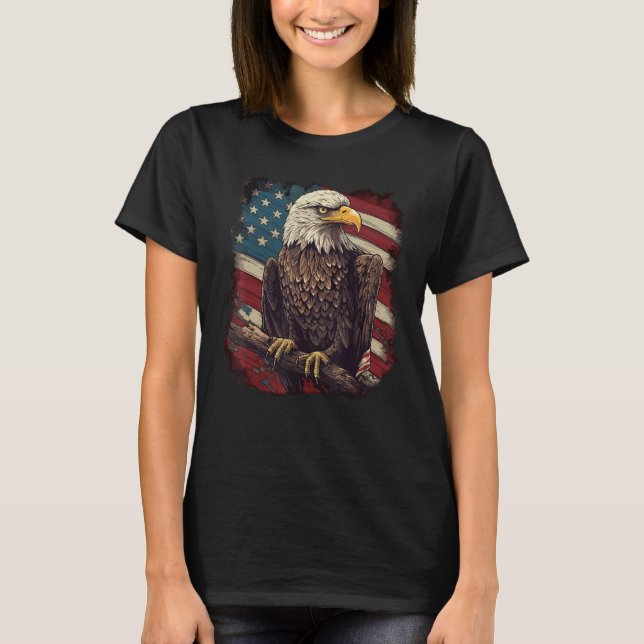 Bald Eagle US American Flag 4th Of July Patriotic  T-Shirt (Front)