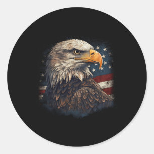 Bald Eagle Us American Flag 4th Of July Proud Patr Classic Round Sticker