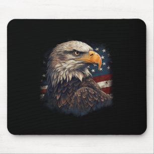 Bald Eagle Us American Flag 4th Of July Proud Patr Mouse Pad