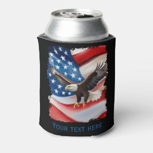 Bald Eagle & US Flag 4th Of July Can Cooler