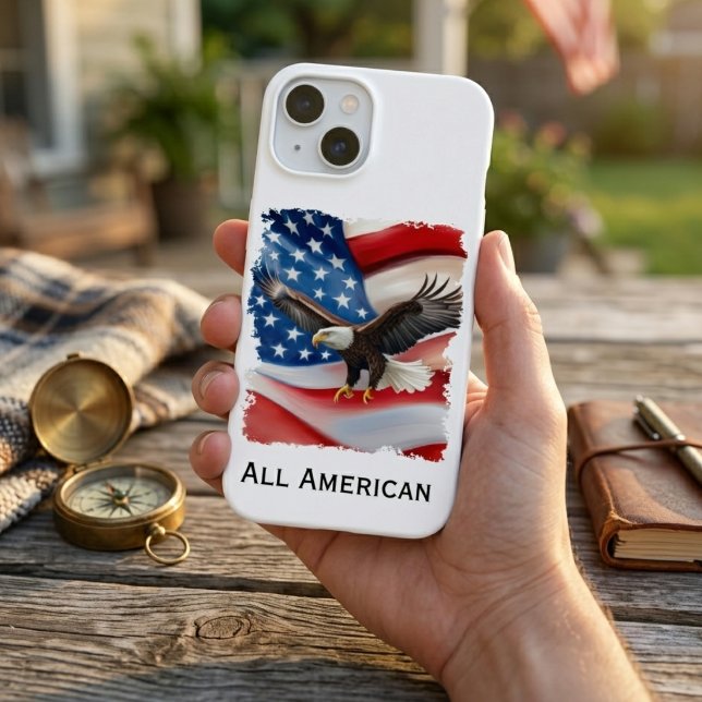 Bald Eagle & US Flag 4th Of July iPhone 15 Case (Creator Uploaded)