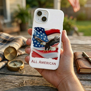 Bald Eagle & US Flag 4th Of July iPhone 15 Case