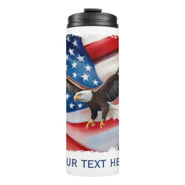 Bald Eagle & US Flag 4th Of July Thermal Tumbler (Front)