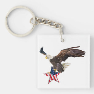 Bald eagle US flag Key Ring