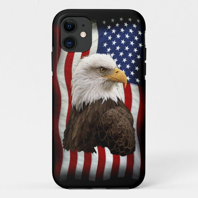 Bald Eagle & US Flag Patriotic Mobile Phone Case (Back)
