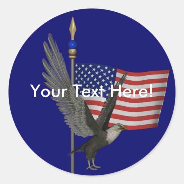 Bald Eagle US Flag Sticker (Front)