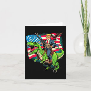 Bald Eagle Us Flag Trump Riding A T-rex  Card