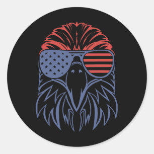 Bald Eagle Usa Flag Shirt 4th Of July Eagle Usa Classic Round Sticker