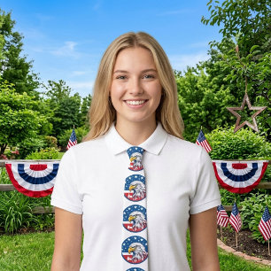 Bald Eagle Vintage Art American Patriotic 4th July Tie