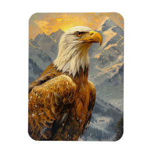 Bald Eagle Watercolor Mountains Flexible Magnet