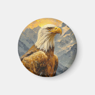 Bald Eagle Watercolor Mountains Magnet