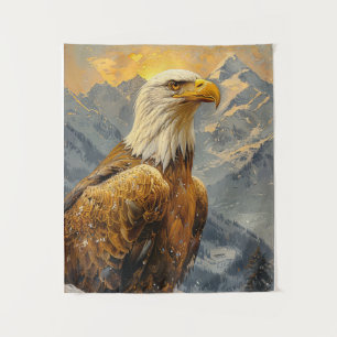 Bald Eagle Watercolor Mountains Tapestry