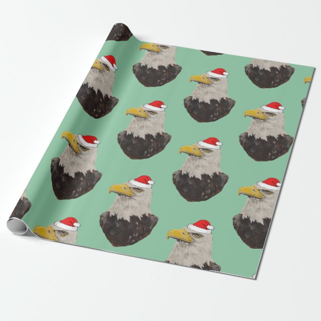 Bald Eagle wearing a Santa Hat   Wrapping Paper (Unrolled)