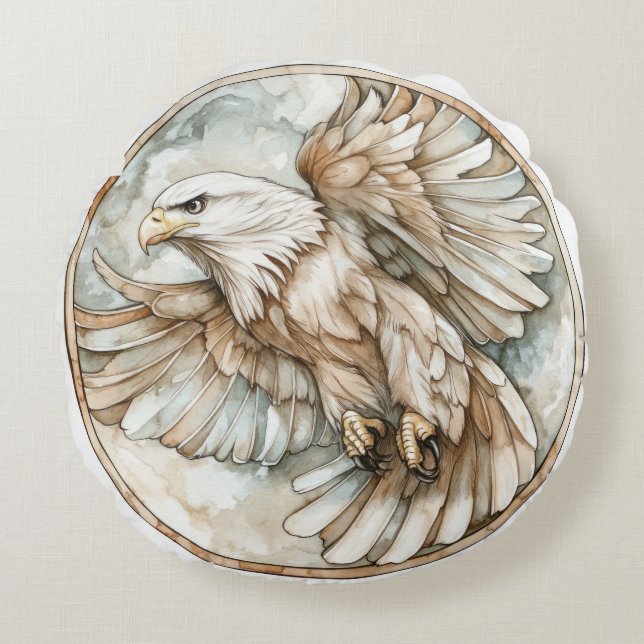 Bald Eagle Wild Tame and Timeless Collection Round Cushion (Front)