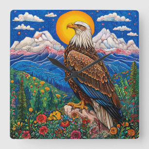 Bald Eagle Wildlife Bird Bird of Prey Square Wall Clock
