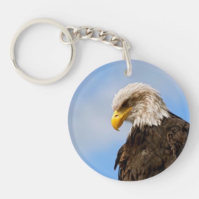 Bald Eagle Wildlife Portrait Art Key Ring (Front)