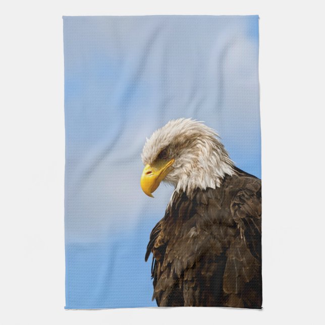 Bald Eagle Wildlife Portrait Art Tea Towel (Vertical)