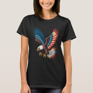 Bald Eagle Wings American Flag 4th July Art  T-Shirt