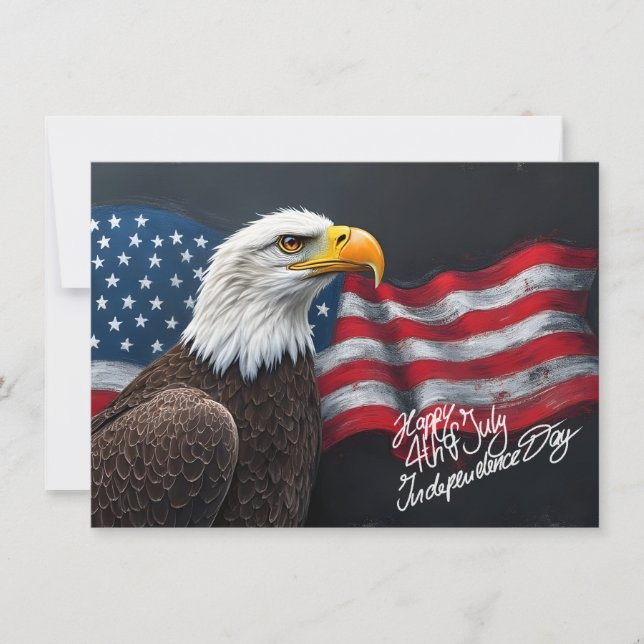 Bald Eagle with American Flag 4th of July Art (Front)
