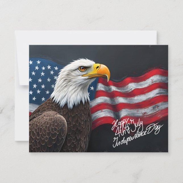 Bald Eagle with American Flag 4th of July Art (Front)