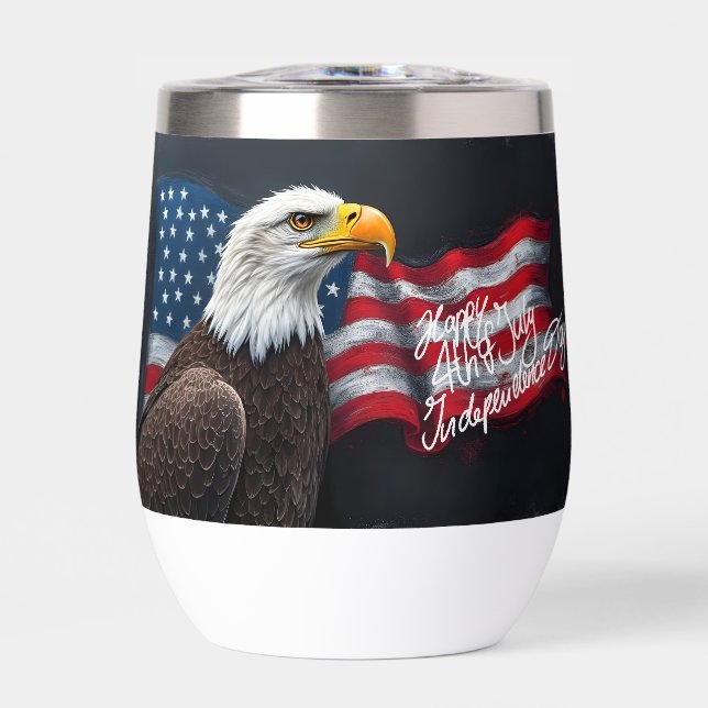 Bald Eagle with American Flag 4th of July Art (Front)