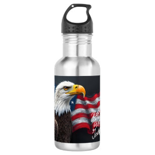 Bald Eagle with American Flag 4th of July Art 532 Ml Water Bottle