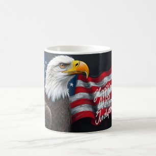 Bald Eagle with American Flag 4th of July Art Coffee Mug