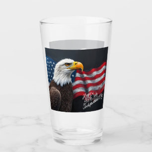 Bald Eagle with American Flag 4th of July Art Glass