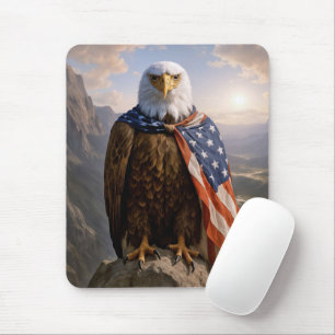 Bald Eagle With American Flag Cape Mouse Pad
