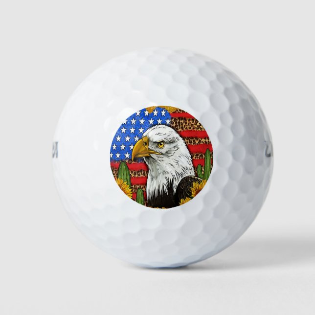Bald eagle with american flag  golf balls (Front)