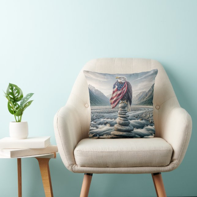 Bald Eagle With American Flag On a Cairn Cushion (Chair)