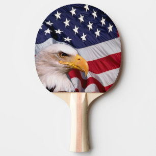 Bald Eagle with American Flag Ping Pong Paddle