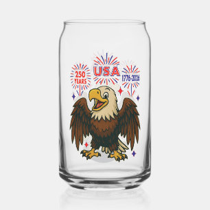 Bald Eagle with Fireworks– USA 250 Years 1776-2026 Can Glass