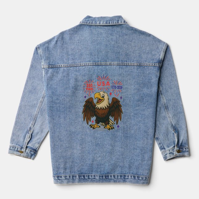 Bald Eagle with Fireworks– USA 250 Years 1776-2026 Denim Jacket (Back)