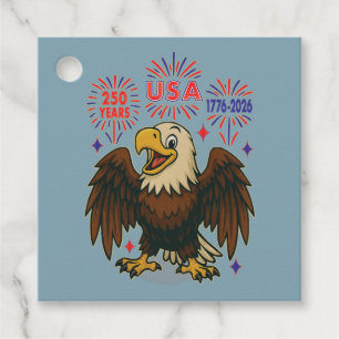 Bald Eagle with Fireworks– USA 250 Years 1776-2026 Favour Tags