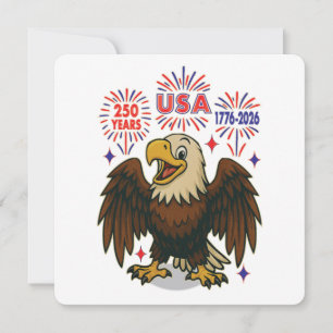 Bald Eagle with Fireworks– USA 250 Years 1776-2026 Invitation