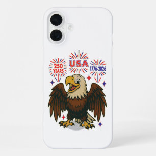 Bald Eagle with Fireworks– USA 250 Years 1776-2026 iPhone 16 Plus Case