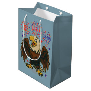 Bald Eagle with Fireworks– USA 250 Years 1776-2026 Medium Gift Bag