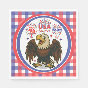 Bald Eagle with Fireworks– USA 250 Years 1776-2026 Napkin