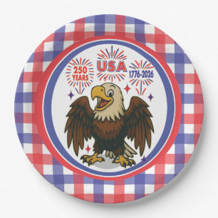 Bald Eagle with Fireworks– USA 250 Years 1776-2026 Paper Plate